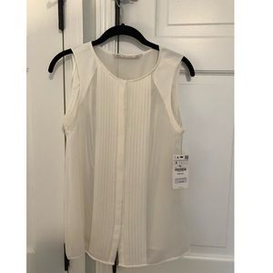 Sleeveless Chiffon Tuxedo Blouse